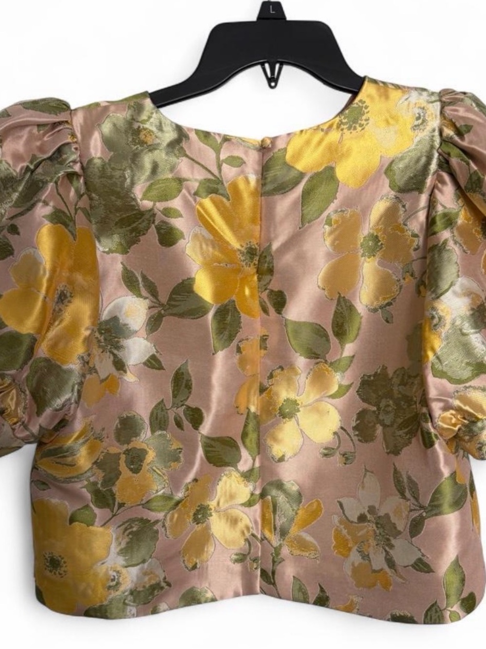 Pomander Place Puff-Sleeve Dress Top in Yellow and Green